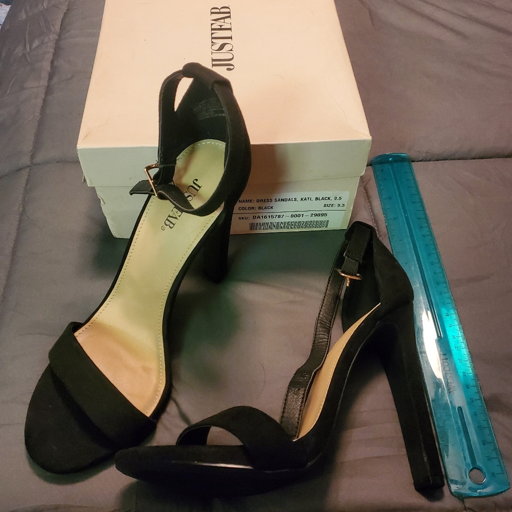 JustFab Kati Faux Suede Black Heeled Sandal